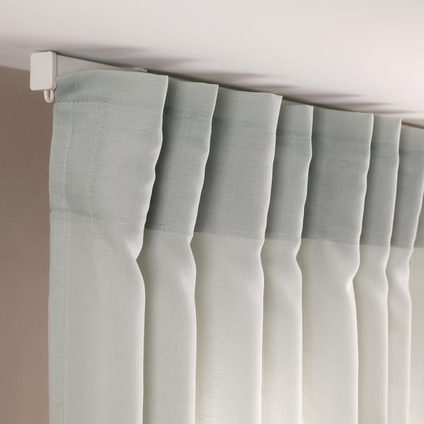 ROSENROBINIA Tenda sottile, 2 teli, grigio chiaro/con nastro arricciatende, 145x300 cm