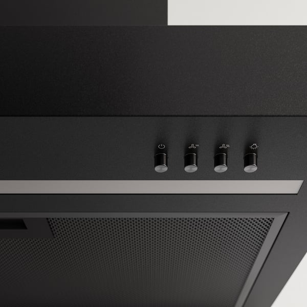 RULLBO Cappa da fissare alla parete, IKEA 300 nero, 60 cm