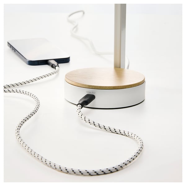 RUNDHULT Da USB-C a USB-C, nero/bianco, 1.5 m/100 W
