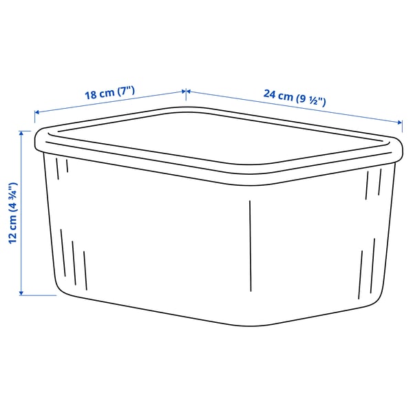RYKTA Contenitore con coperchio, trasparente grigio-blu, 18x24x12 cm/3.5 l