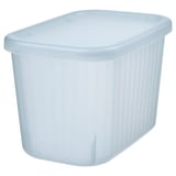 RYKTA Contenitore con coperchio, trasparente grigio-blu, 12x18x12 cm/1.5 l