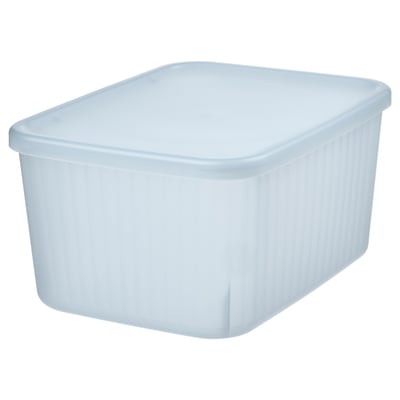 RYKTA Contenitore con coperchio, trasparente grigio-blu, 18x24x12 cm/3.5 l