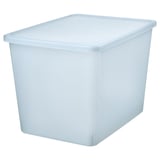 RYKTA Contenitore con coperchio, trasparente grigio-blu, 36x50x35 cm/44.5 l