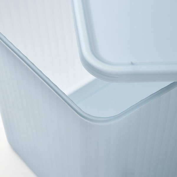 RYKTA Contenitore con coperchio, trasparente grigio-blu, 24x36x23 cm/14.5 l