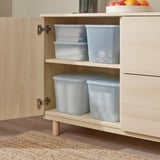 RYKTA Contenitore con coperchio, trasparente grigio-blu, 24x36x23 cm/14.5 l