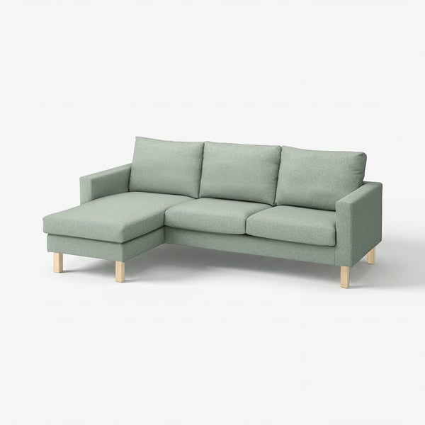 SALTSJÖBADEN Divano a 3 posti con chaise-longue, Gunnared verde chiaro
