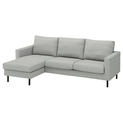 SALTSJÖBADEN Divano a 3 posti con chaise-longue, Tonerud grigio