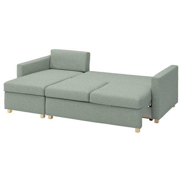 SALTSJÖBADEN Divano letto 3 posti/chaise-longue, Gunnared verde chiaro