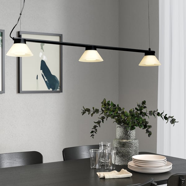 SAMBORD Lampada a sospensione con 3 luci, nero/bianco