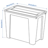 SAMLA Contenitore con coperchio, trasparente, 57x39x42 cm/65 l