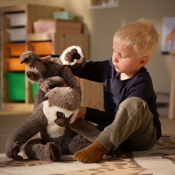 SANDLÖPARE Peluche, scimmia vervet con cucciolo/grigio, 32 cm