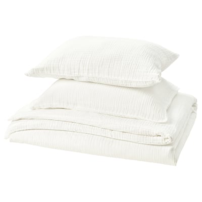 SCHERSMIN Copripiumino e 2 federe, bianco, 240x220/50x60 cm