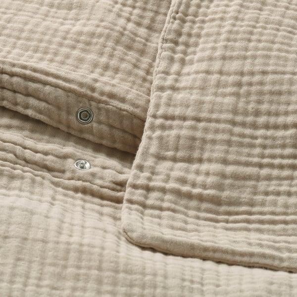 SCHERSMIN Copripiumino e 2 federe, grigio-beige, 240x220/50x60 cm