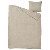 SCHERSMIN Copripiumino e federa, grigio-beige, 150x200/50x60 cm