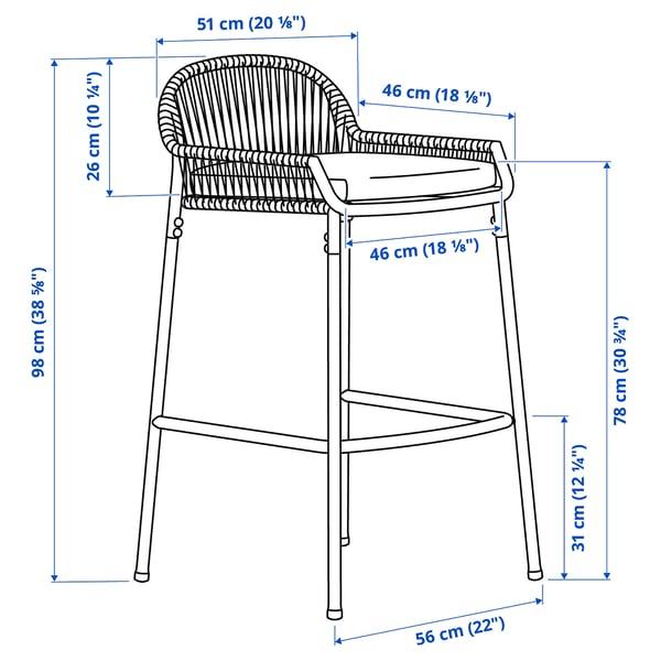 SEGERÖN Sgabello bar da esterno, bianco/beige/Frösön/Duvholmen beige, 73 cm