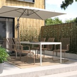 SEGERÖN / VÄSMAN Tavolo+6 sedie braccioli, giardino, bianco/beige/marrone, 212 cm