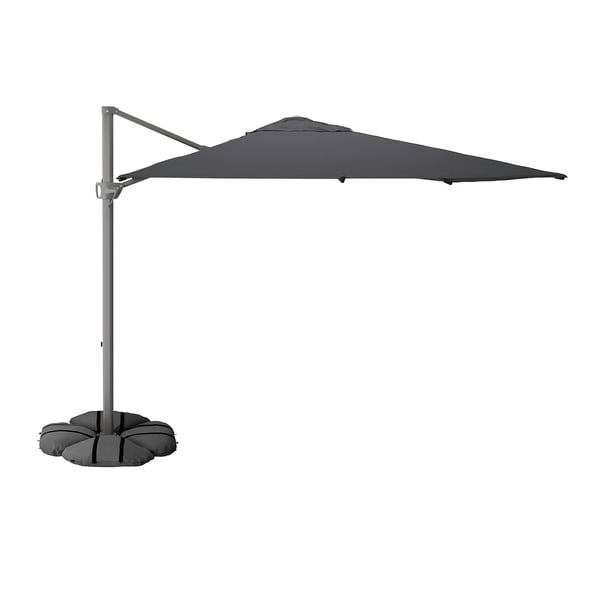 SEGLARÖ / IGGÖN Ombrellone a sospensione con base, antracite/grigio scuro, 330x240 cm