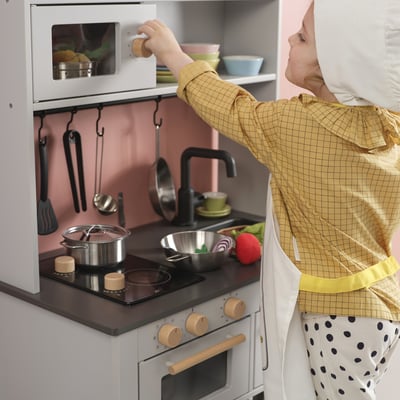 SILLTRUT Cucina per bambini, grigio, 68x40x100 cm