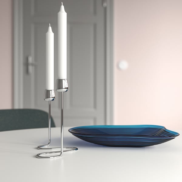 SILVERPÄRON Candeliere per 2 candele, color argento, 20 cm