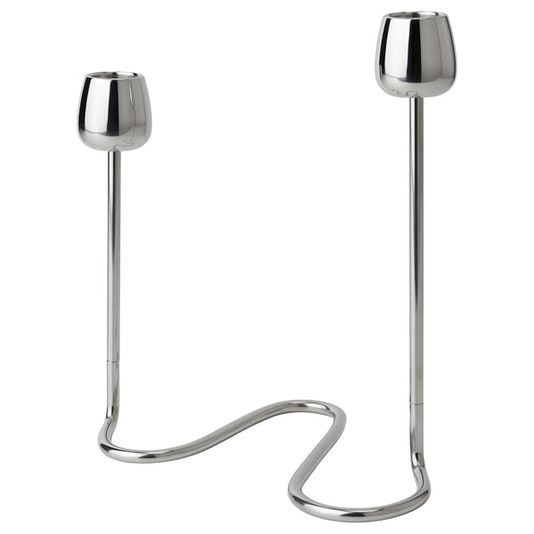 SILVERPÄRON Candeliere per 2 candele, color argento, 20 cm