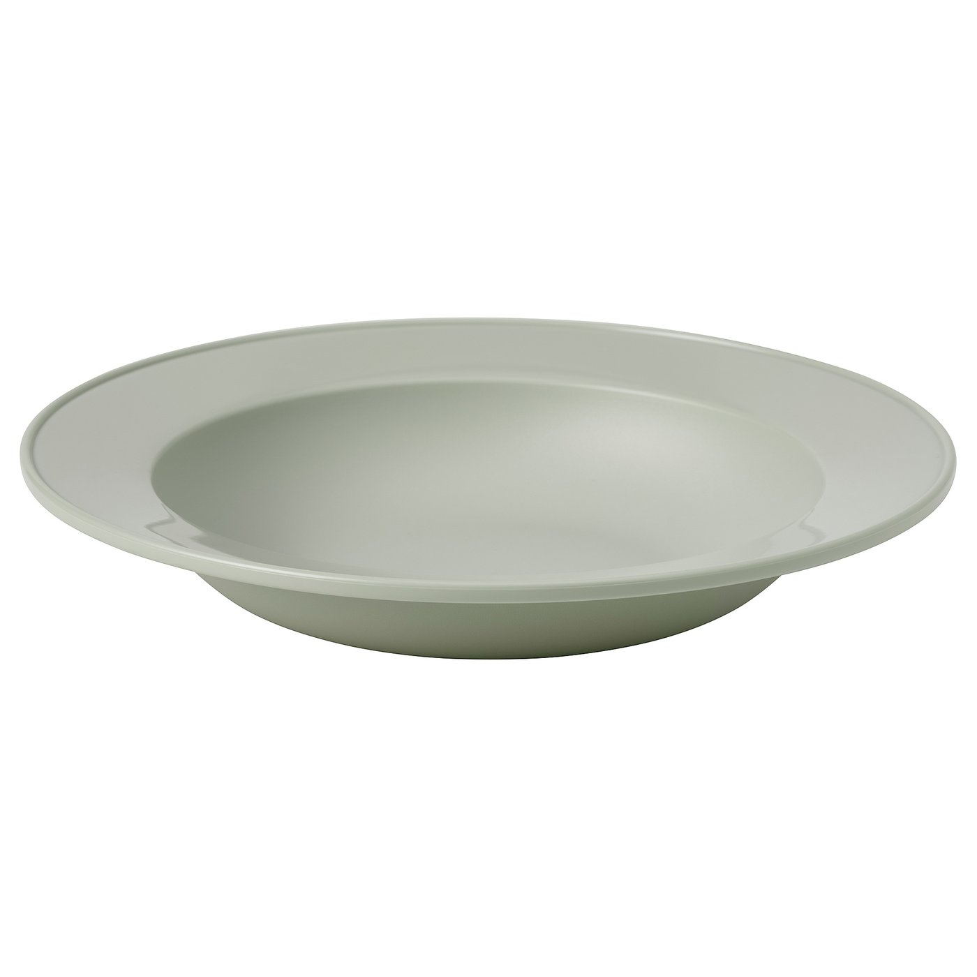 SIMKRABBA Piatto fondo, plastica/grigio-verde, 22 cm