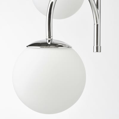 SIMRISHAMN Lampada a sospensione a 3 bracci, cromato/bianco opalino vetro, 55 cm