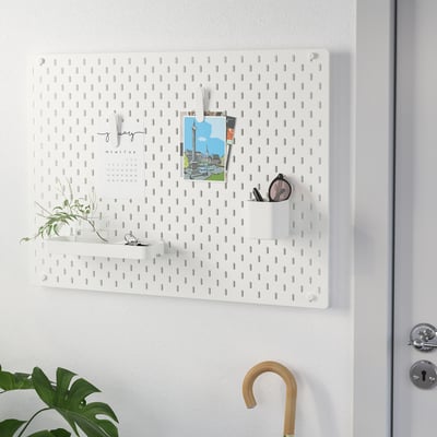 SKÅDIS Combinazione pannello portaoggetti, bianco, 76x56 cm