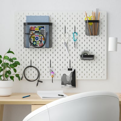 SKÅDIS Combinazione pannello portaoggetti, bianco, 76x56 cm