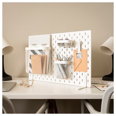 SKÅDIS Combinazione pannello portaoggetti, bianco, 56x37 cm