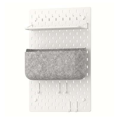 SKÅDIS Combinazione pannello portaoggetti, bianco, 36x56 cm