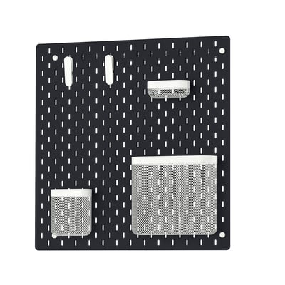 SKÅDIS Combinazione pannello portaoggetti, nero, 56x56 cm