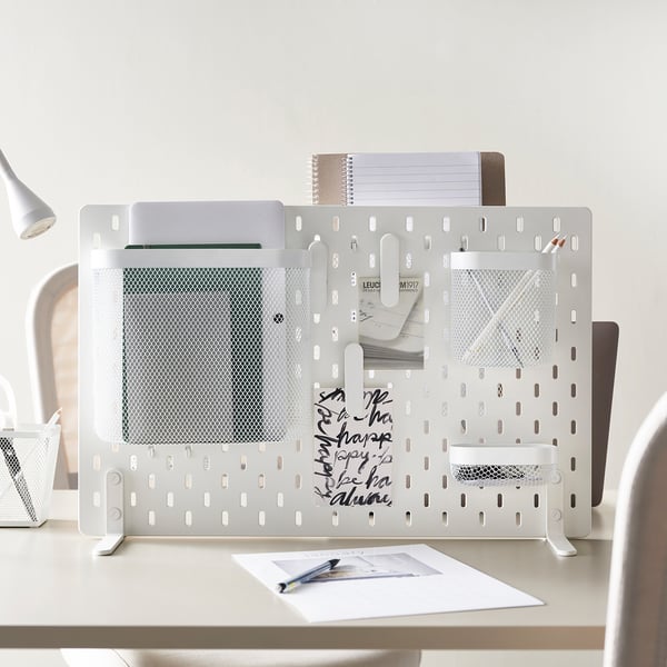 SKÅDIS Pannello portaoggetti freestanding, bianco, 56x37 cm