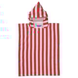 SKOGSSALLAT Poncho da bagno con cappuccio, rosso/bianco/a righe, 55x70 cm