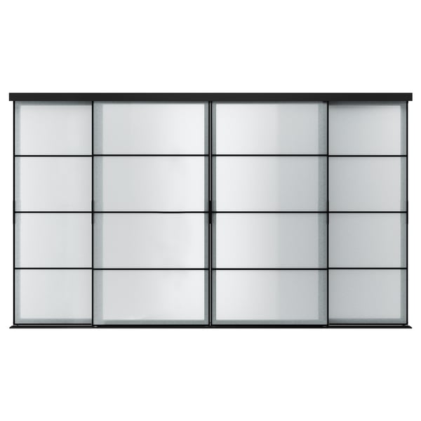 SKYTTA / SVARTISDAL Combinazione ante scorrevoli, nero/bianco carta, 351x205 cm