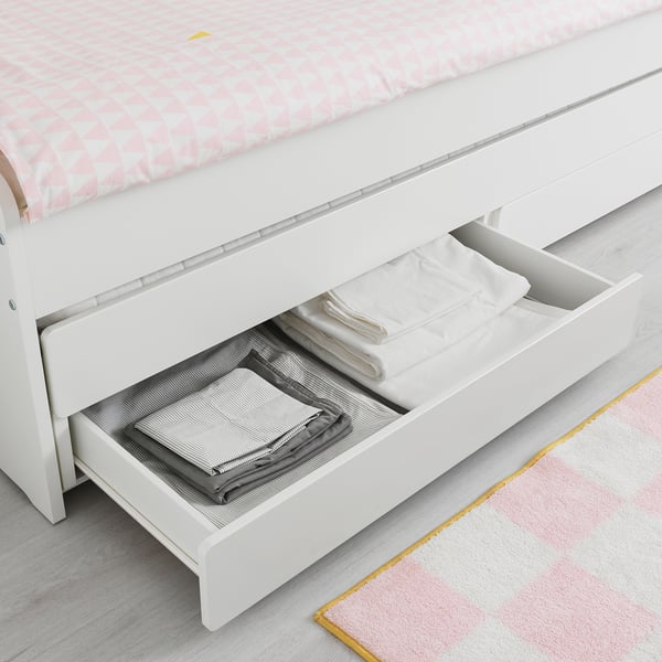 SLÄKT Letto inferiore con contenitore, bianco, 90x200 cm