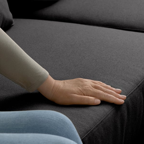 SLATORP Divano a 3 posti, con chaise-longue, sinistra grigio scuro