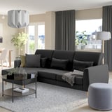 SLATORP Divano a 3 posti, con chaise-longue, sinistra grigio scuro