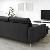 SLATORP Divano a 3 posti, con chaise-longue, sinistra grigio scuro