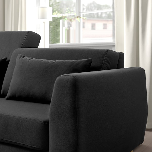 SLATORP Divano a 3 posti, con chaise-longue, sinistra grigio scuro