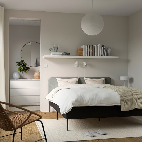 SLATTUM Fodera per testiera, Öreryd grigio/beige, 140 cm