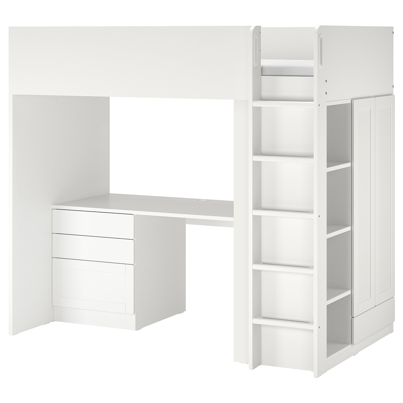 SMÅSTAD Letto a soppalco, bianco con cornice/con scrivania con 4 cassetti,  90x200 cm - IKEA Svizzera