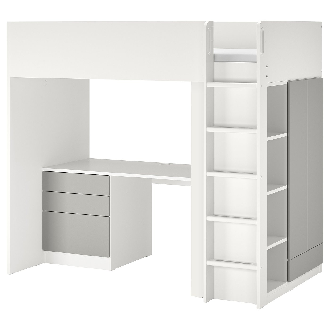 SMÅSTAD Letto a soppalco, bianco grigio/con scrivania con 4 cassetti,  90x200 cm - IKEA Svizzera