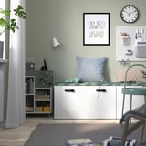 SMÅSTAD Panca con contenitore giocattoli, bianco/bianco, 90x52x48 cm