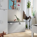 SMÅSTAD Panca con contenitore giocattoli, bianco/grigio, 90x52x48 cm