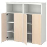 SMÅSTAD / PLATSA Combinazione di mobili, bianco/betulla con 6 ripiani, 120x42x123 cm