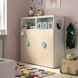 SMÅSTAD / PLATSA Combinazione di mobili, bianco/betulla con 6 ripiani, 120x42x123 cm