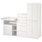 SMÅSTAD / PLATSA Combinazione di mobili, bianco bianco/con fasciatoio, 210x79x181 cm
