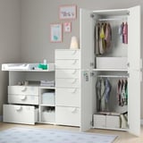 SMÅSTAD / PLATSA Combinazione di mobili, bianco bianco/con fasciatoio, 210x79x181 cm