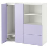 SMÅSTAD / PLATSA Combinazione di mobili, bianco/lilla, 120x42x123 cm