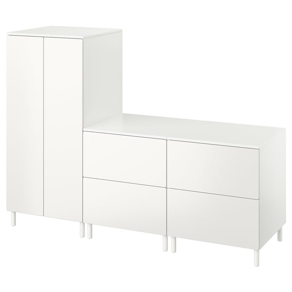 SMÅSTAD / PLATSA Guardaroba, bianco bianco/con 2 cassettiere, 180x57x133 cm